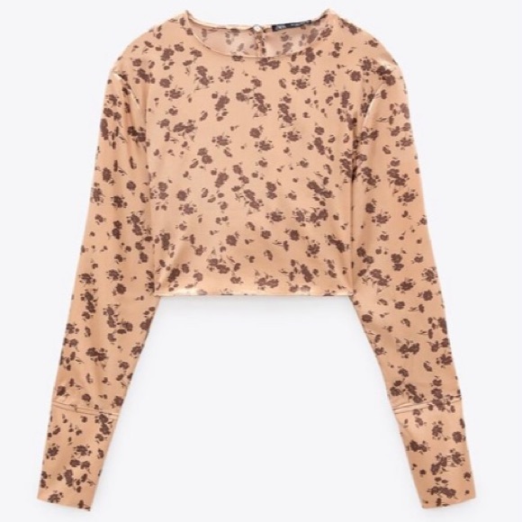 Zara NWT peach satin crop top - Picture 2 of 5